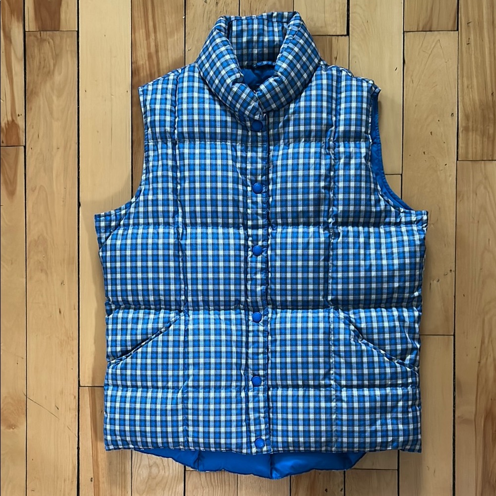 Blue Checkered Puffer Vest *lands end*